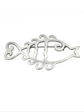 Vintage Sterling Silver Fish Brooch